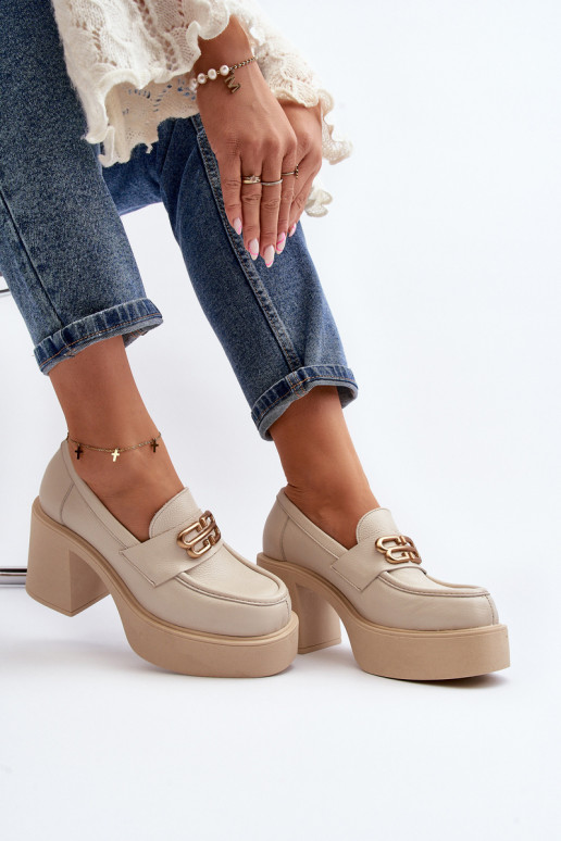 Zazoo 20170 boty   s podpatky slonová kost Zazoo 20170 boty   s podpatky slonová kost