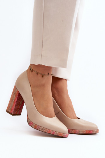 Obuv s podpatky Laura Messi 2746 slonová kost 2