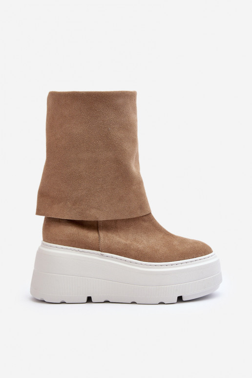 Zazoo 3410 ze semiše  Dřeváky s platformou béžové Zazoo 3410 ze semiše  Dřeváky s platformou béžové