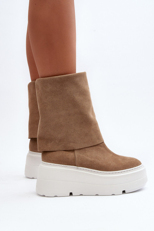 Zazoo 3410 ze semiše  Dřeváky s platformou béžové Zazoo 3410 ze semiše  Dřeváky s platformou béžové