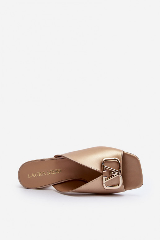 Elegantní styl Dámské pantofle s podpatky Laura Messi 2771 zlaté barvy