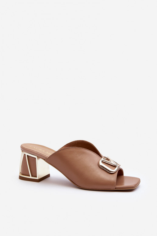 Elegantní styl Dámské pantofle s podpatky Laura Messi 2771 béžové