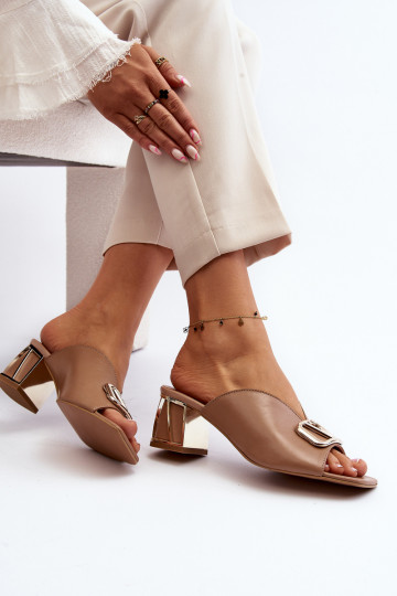 Elegantní styl Dámské pantofle s podpatky Laura Messi 2771 béžové 2