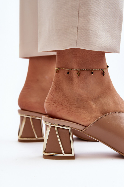 Elegantní styl Dámské pantofle s podpatky Laura Messi 2771 béžové