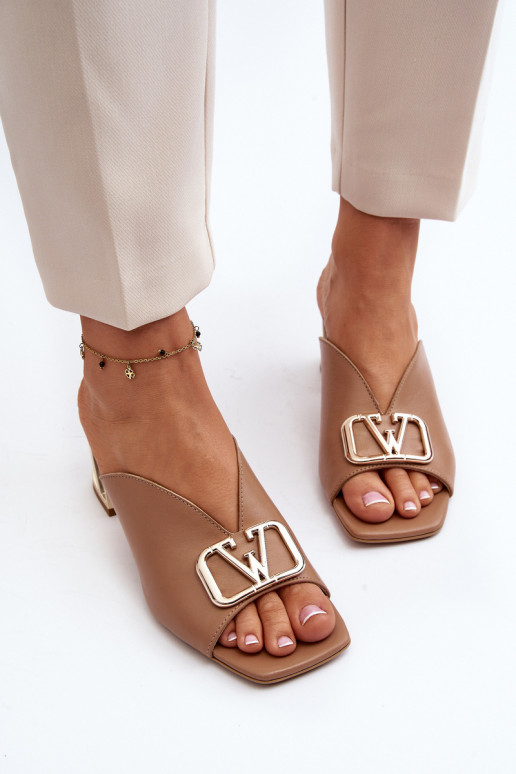 Elegantní styl Dámské pantofle s podpatky Laura Messi 2771 béžové