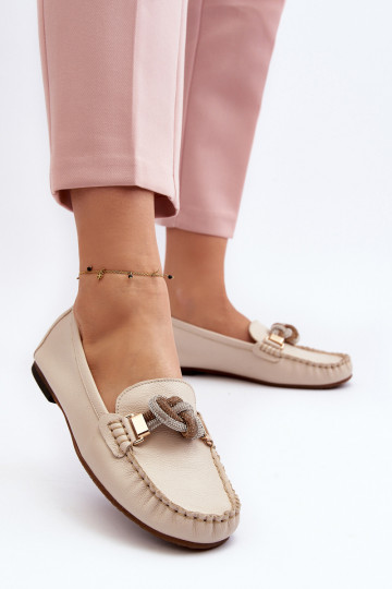 Dámské mokasíny s ornamenty Laura Messi 2761 slonová kost