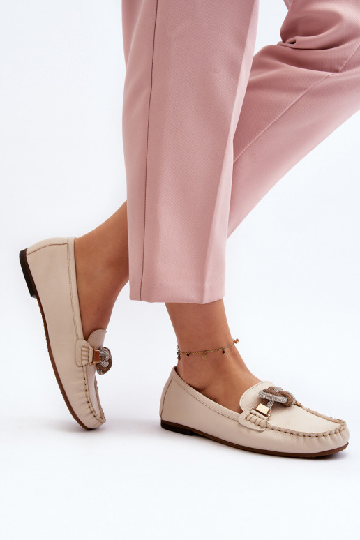 Dámské mokasíny s ornamenty Laura Messi 2761 slonová kost  Dámské mokasíny s ornamenty Laura Messi 2761 slonová kost