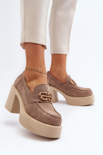 Zazoo 20170 boty ze semiše  s podpatky béžové