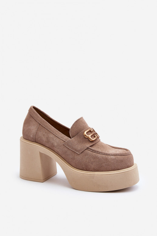 Zazoo 20170 boty ze semiše  s podpatky béžové Zazoo 20170 boty ze semiše  s podpatky béžové