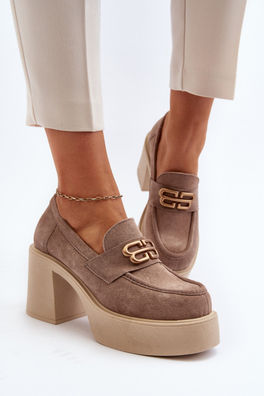 Zazoo 20170 boty ze semiše  s podpatky béžové Zazoo 20170 boty ze semiše  s podpatky béžové