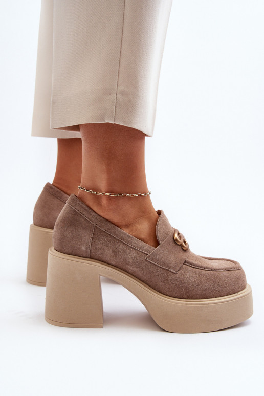 Zazoo 20170 boty ze semiše  s podpatky béžové Zazoo 20170 boty ze semiše  s podpatky béžové