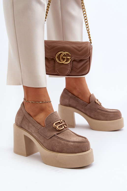 Zazoo 20170 boty ze semiše  s podpatky béžové Zazoo 20170 boty ze semiše  s podpatky béžové