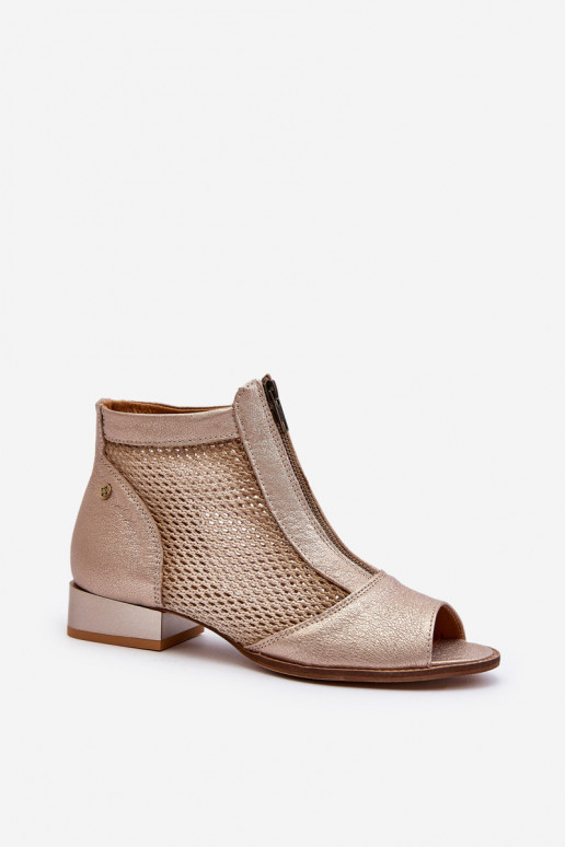 Dřeváky  s širokými podpatky Z Odkrytymi Palcami  06413-25 zlaté barvy Dřeváky  s širokými podpatky Z Odkrytymi Palcami  06413-25 zlaté barvy