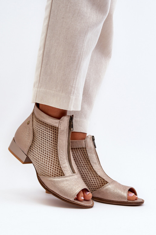 Dřeváky  s širokými podpatky Z Odkrytymi Palcami  06413-25 zlaté barvy Dřeváky  s širokými podpatky Z Odkrytymi Palcami  06413-25 zlaté barvy