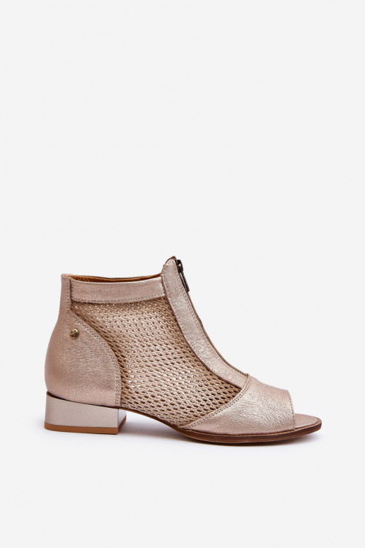 Dřeváky  s širokými podpatky Z Odkrytymi Palcami  06413-25 zlaté barvy Dřeváky  s širokými podpatky Z Odkrytymi Palcami  06413-25 zlaté barvy