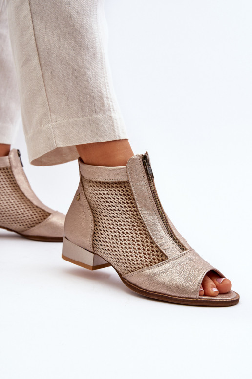 Dřeváky  s širokými podpatky Z Odkrytymi Palcami  06413-25 zlaté barvy Dřeváky  s širokými podpatky Z Odkrytymi Palcami  06413-25 zlaté barvy