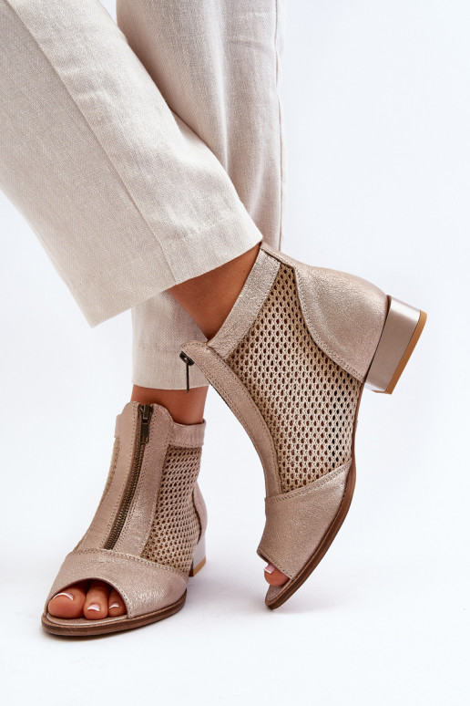 Dřeváky  s širokými podpatky Z Odkrytymi Palcami  06413-25 zlaté barvy Dřeváky  s širokými podpatky Z Odkrytymi Palcami  06413-25 zlaté barvy