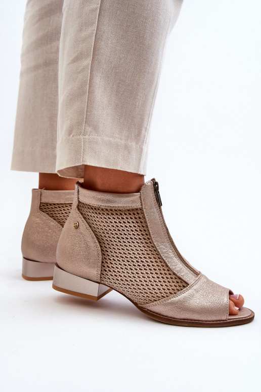 Dřeváky  s širokými podpatky Z Odkrytymi Palcami  06413-25 zlaté barvy Dřeváky  s širokými podpatky Z Odkrytymi Palcami  06413-25 zlaté barvy