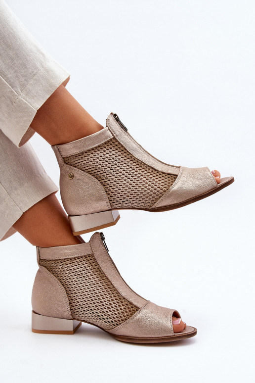 Dřeváky  s širokými podpatky Z Odkrytymi Palcami  06413-25 zlaté barvy Dřeváky  s širokými podpatky Z Odkrytymi Palcami  06413-25 zlaté barvy