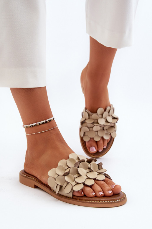 Zazoo 40381  Pantofle s širokými podpatky béžové