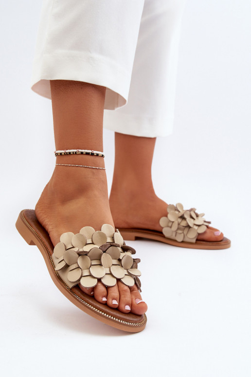 Zazoo 40381  Pantofle s širokými podpatky béžové