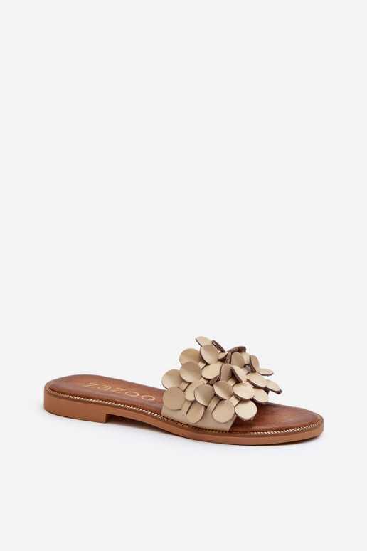 Zazoo 40381  Pantofle s širokými podpatky béžové