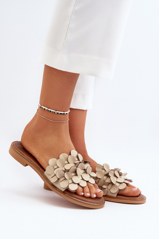 Zazoo 40381  Pantofle s širokými podpatky béžové