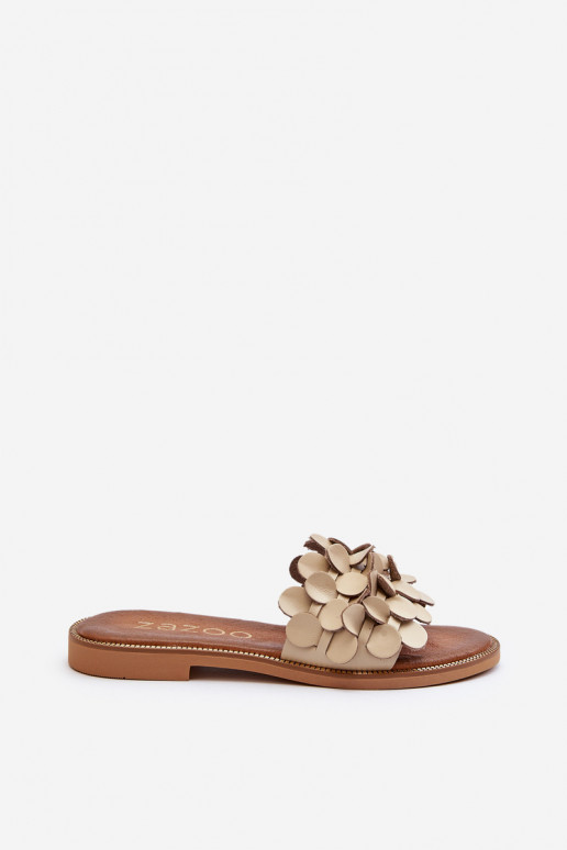 Zazoo 40381  Pantofle s širokými podpatky béžové