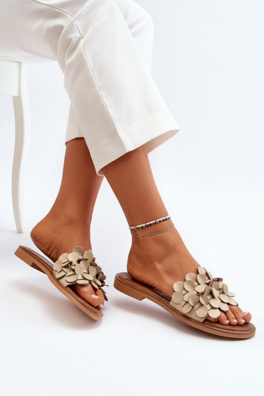 Zazoo 40381  Pantofle s širokými podpatky béžové