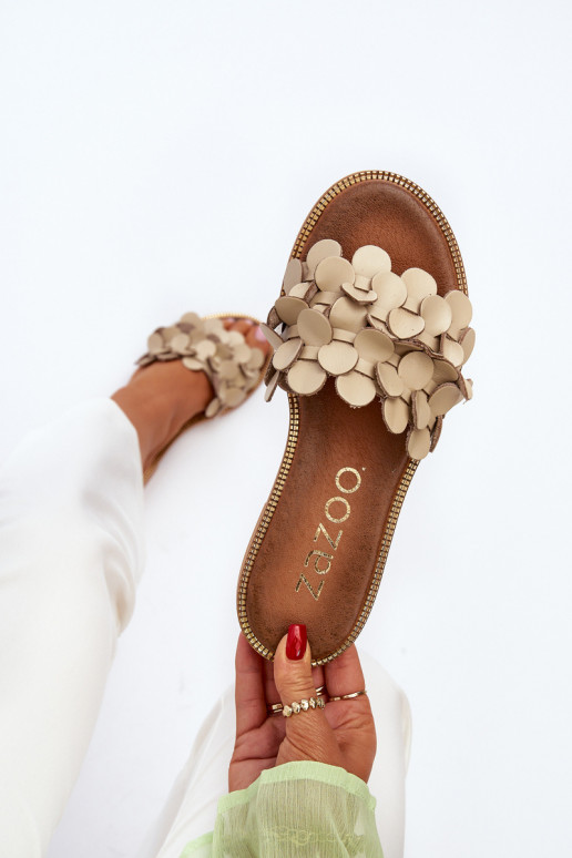 Zazoo 40381  Pantofle s širokými podpatky béžové