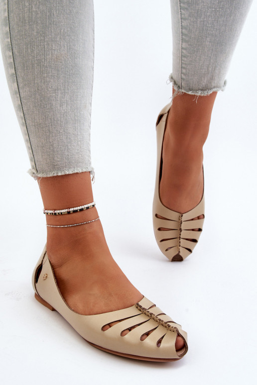 Zazoo 10009 Pohodlné kožené baleríny  béžové Zazoo 10009 Pohodlné kožené baleríny  béžové