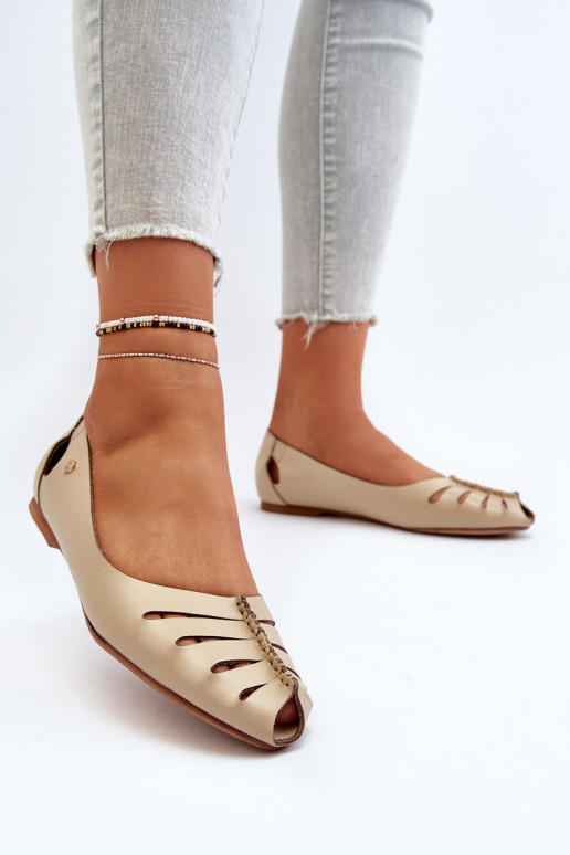 Zazoo 10009 Pohodlné kožené baleríny  béžové Zazoo 10009 Pohodlné kožené baleríny  béžové