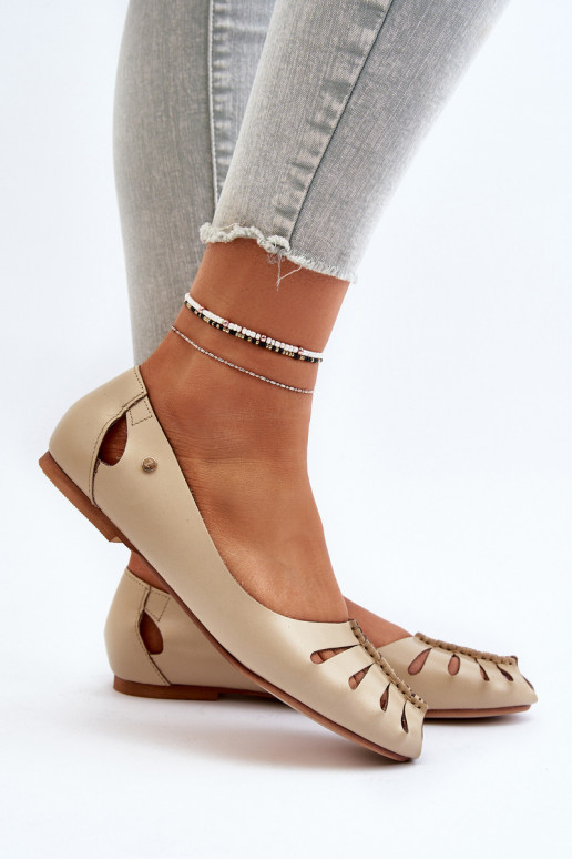 Zazoo 10009 Pohodlné kožené baleríny  béžové Zazoo 10009 Pohodlné kožené baleríny  béžové