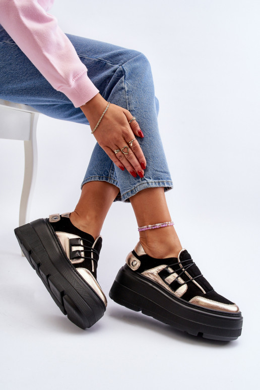 Zazoo 1833 Tenisky   s módní masivní podrážkou Černé Zazoo 1833 Tenisky   s módní masivní podrážkou Černé