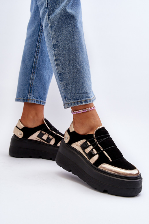 Zazoo 1833 Tenisky   s módní masivní podrážkou Černé Zazoo 1833 Tenisky   s módní masivní podrážkou Černé