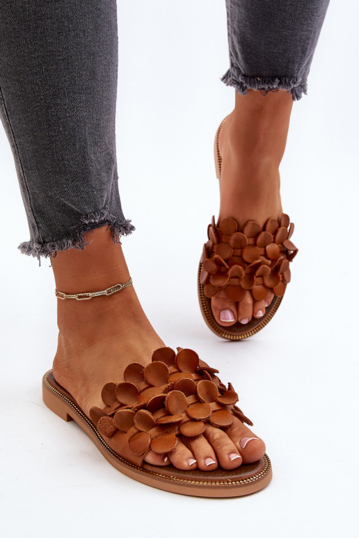 Zazoo 40381  Pantofle s širokými podpatky hnědá