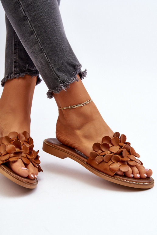 Zazoo 40381  Pantofle s širokými podpatky hnědá