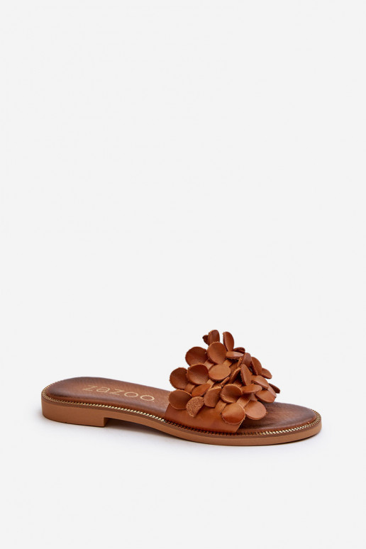 Zazoo 40381  Pantofle s širokými podpatky hnědá