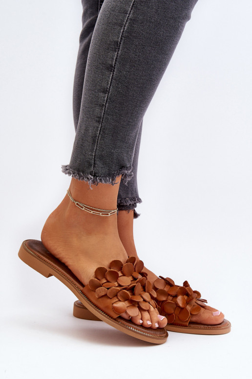 Zazoo 40381  Pantofle s širokými podpatky hnědá