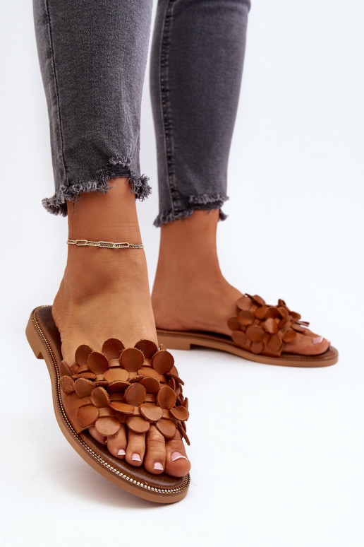 Zazoo 40381  Pantofle s širokými podpatky hnědá