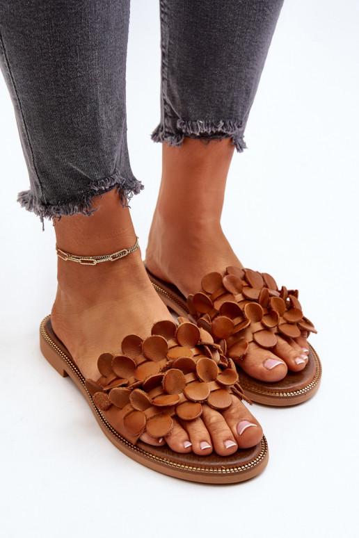 Zazoo 40381  Pantofle s širokými podpatky hnědá