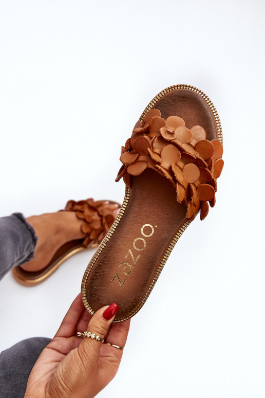 Zazoo 40381  Pantofle s širokými podpatky hnědá