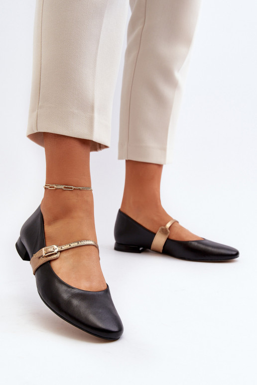 baleríny  s širokými podpatky Laura Messi 2774 Černé