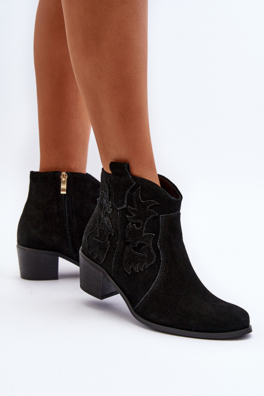 Zazoo 3426  ze semiše Boty v kovbojském stylu Černé Zazoo 3426  ze semiše Boty v kovbojském stylu Černé
