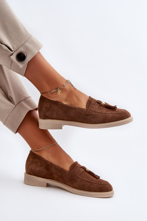 Zazoo 3420 Semišové mokasíny  s širokými podpatky hnědá Zazoo 3420 Semišové mokasíny  s širokými podpatky hnědá