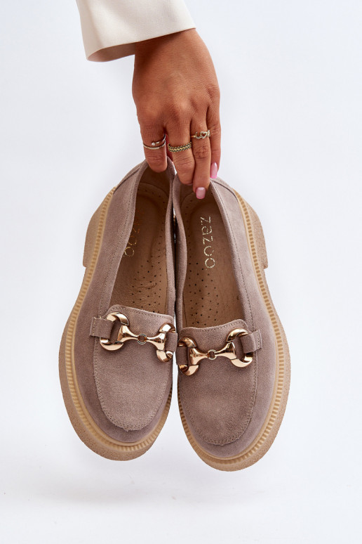 Zazoo 3429 Semišové mokasíny  s ornamenty hnědá Zazoo 3429 Semišové mokasíny  s ornamenty hnědá