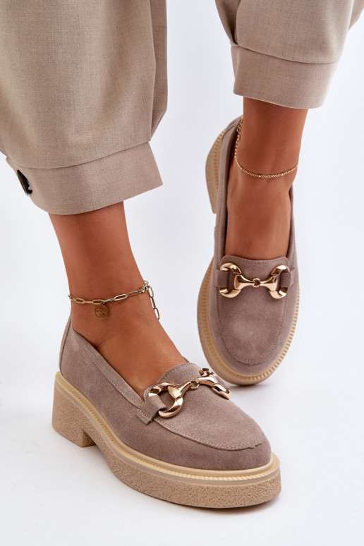 Zazoo 3429 Semišové mokasíny  s ornamenty cappuccino Zazoo 3429 Semišové mokasíny  s ornamenty cappuccino