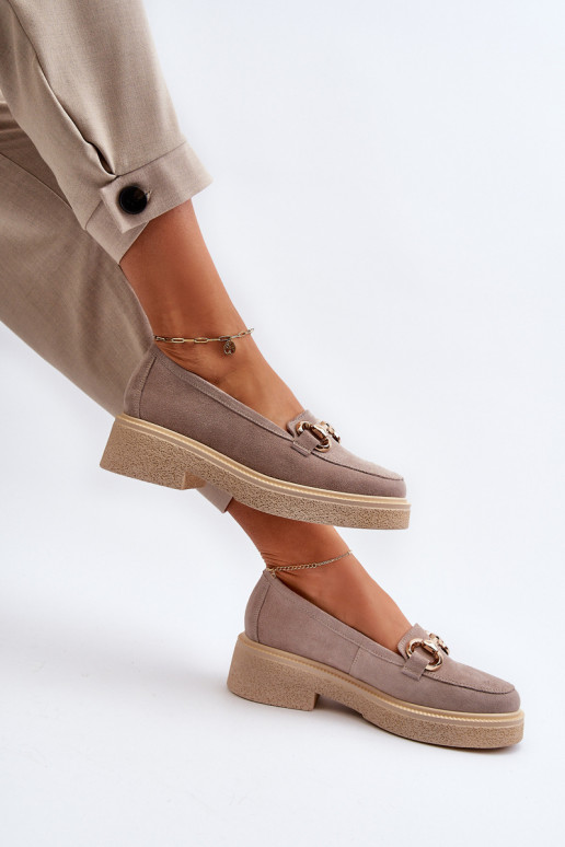 Zazoo 3429 Semišové mokasíny  s ornamenty cappuccino Zazoo 3429 Semišové mokasíny  s ornamenty cappuccino