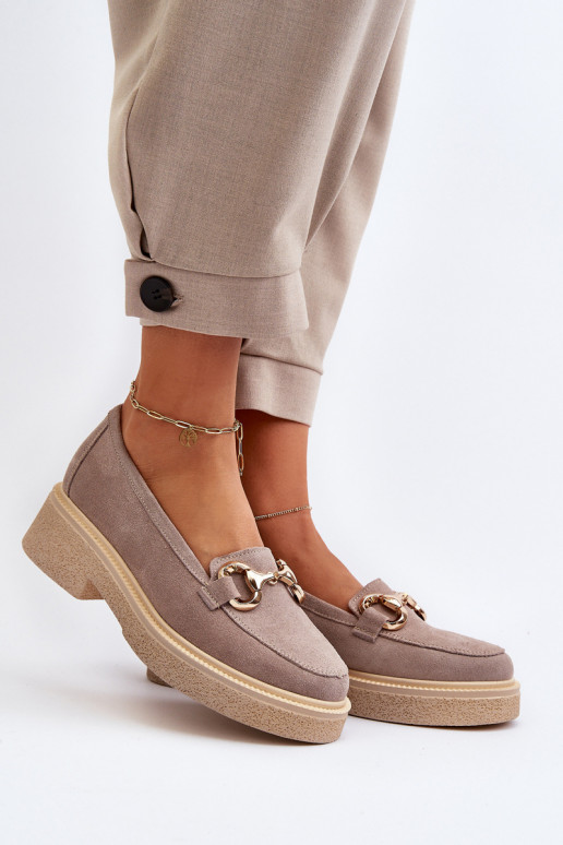 Zazoo 3429 Semišové mokasíny  s ornamenty cappuccino Zazoo 3429 Semišové mokasíny  s ornamenty cappuccino