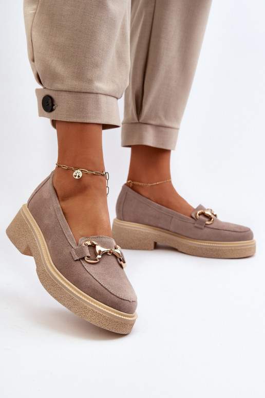 Zazoo 3429 Semišové mokasíny  s ornamenty cappuccino Zazoo 3429 Semišové mokasíny  s ornamenty cappuccino